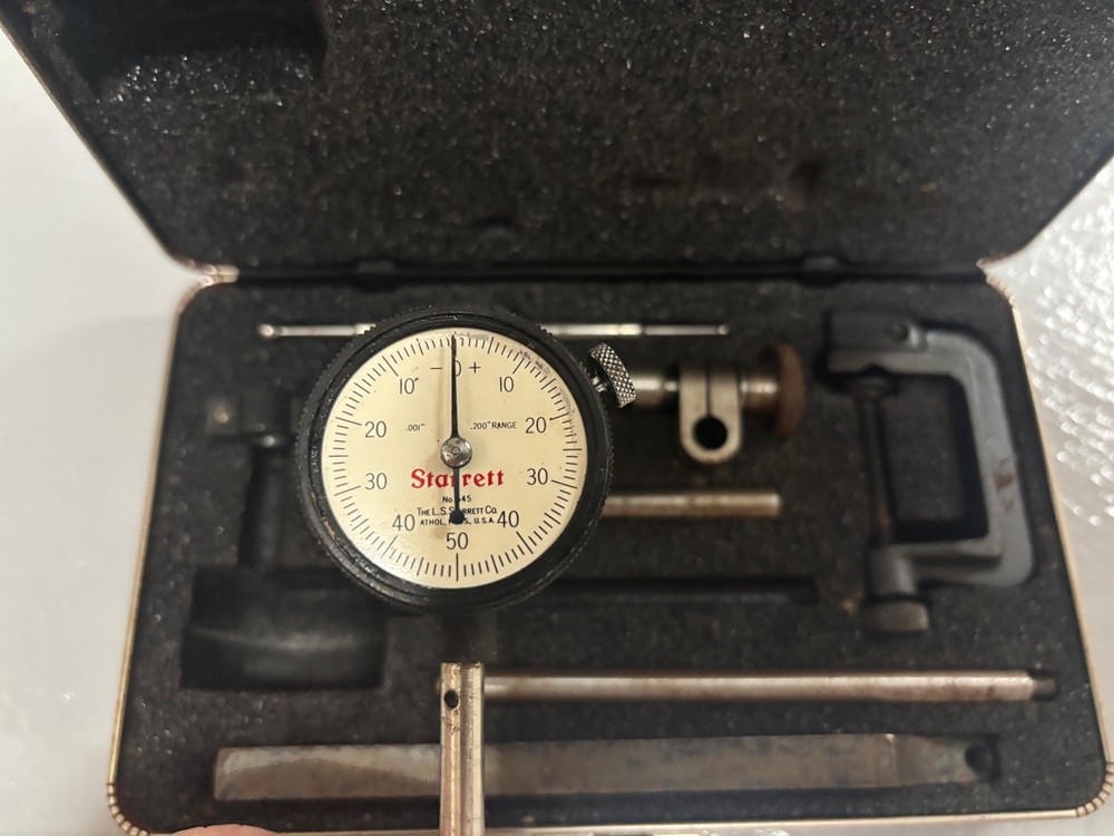 STARRETT No 645 BACK PLUNGER DIAL INDICATOR SET WITH CASE