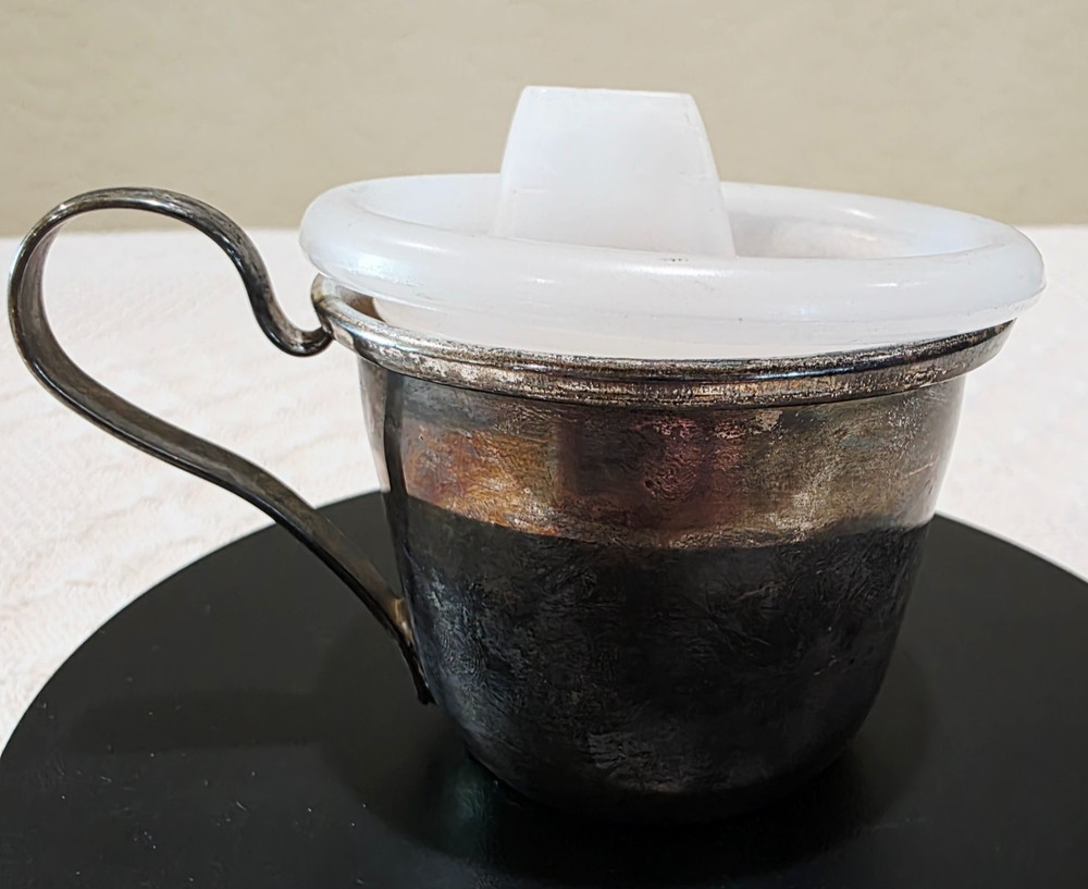 Vintage Silverplate Baby's First Sippy Cup Mug with Teddy Bear Design