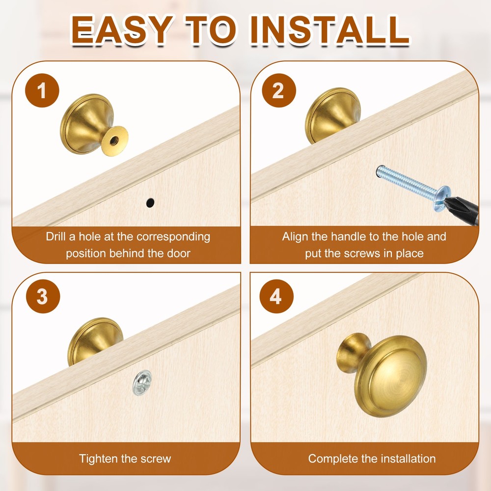 8 Pcs Stainless Steel Knobs, Single Hole Pull with Screw, 27mm Silver