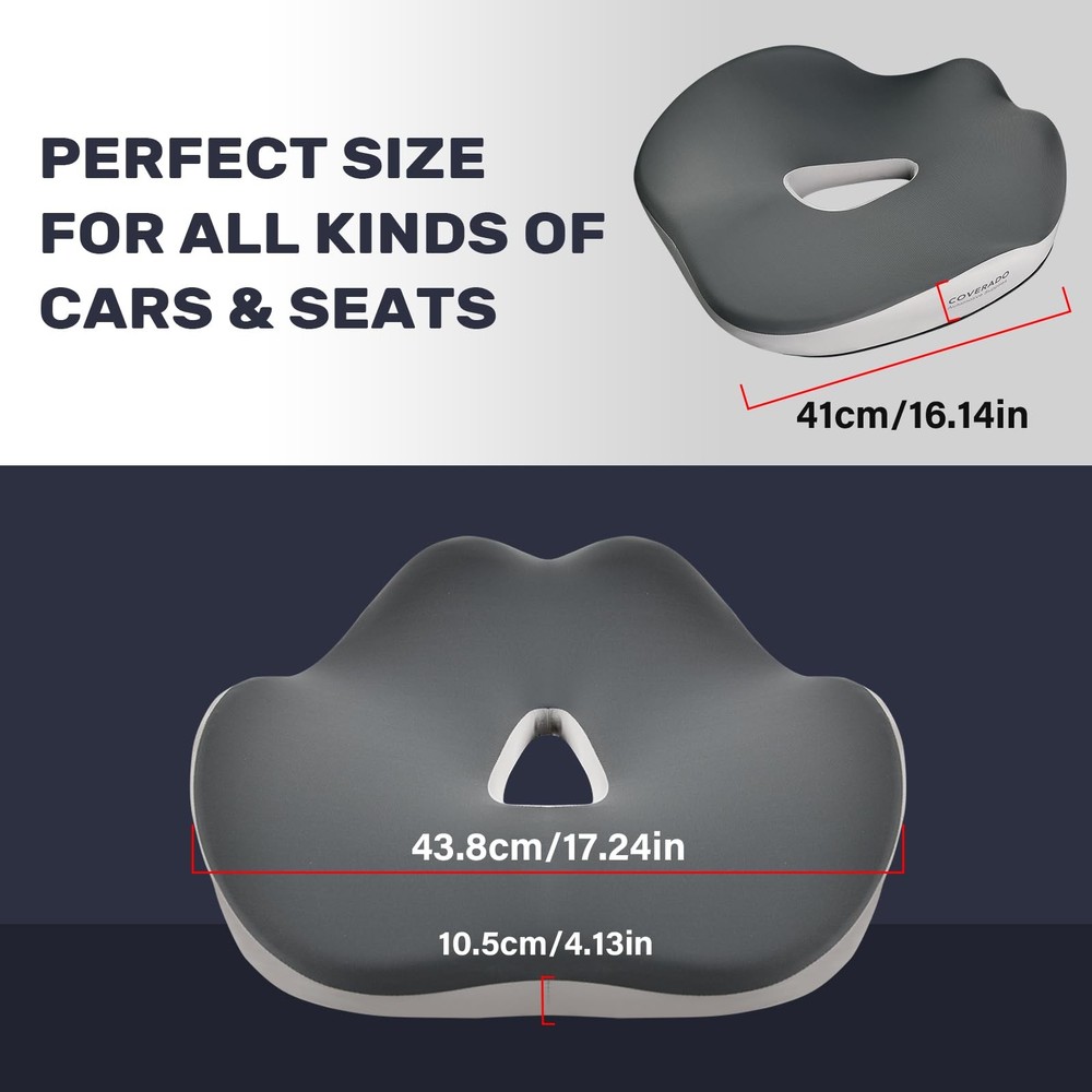 Memory Foam Car Seat Cushion for Sciatica, Tailbone & Back Pain Relief