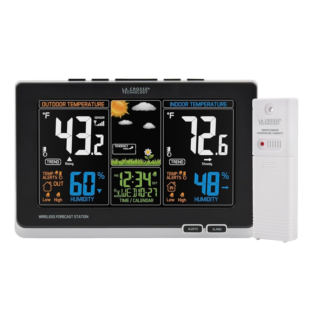 Advanced Wireless Weather Station: Full Color LCD, Atomic Time, 300ft Range
