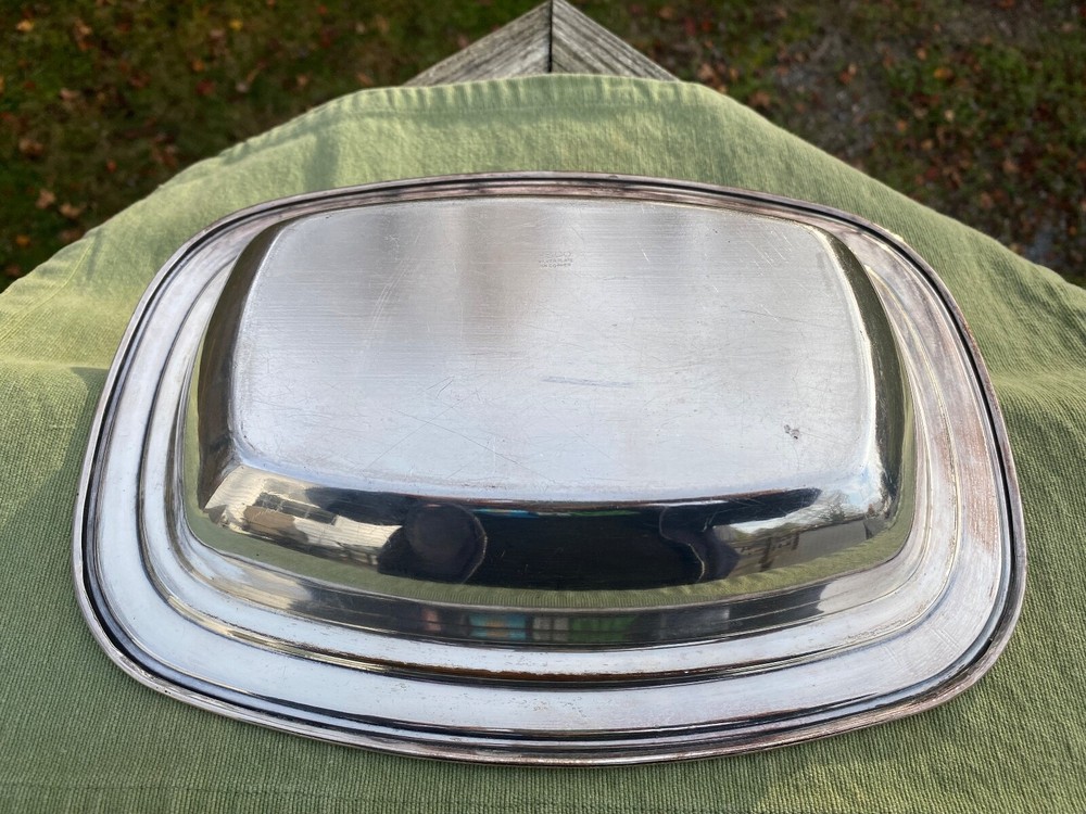 Vintage PSCO Silver Rectangle Serving Platter Silverplate on Copper Preisner