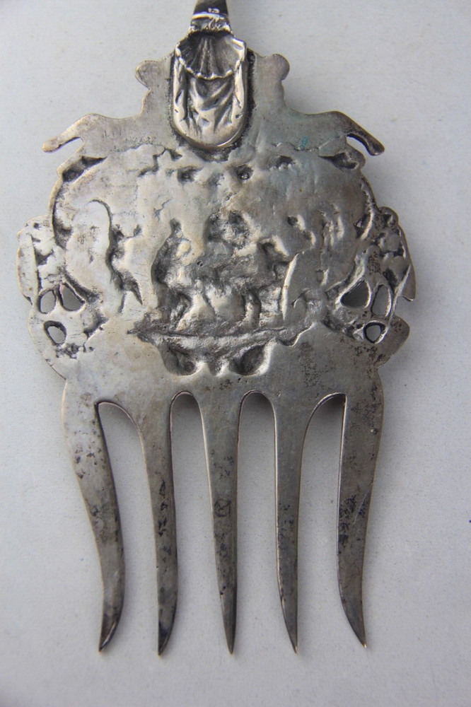Antique Dutch 833 Silver Serving Fork