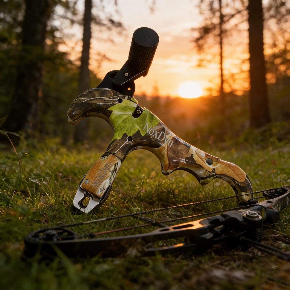 Camo Bow Release for Compound Bow, 4-Finger Archery Release 360° Rotatable Th...