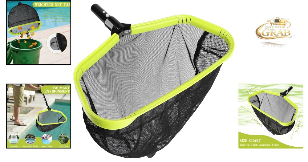 Reinforced Frame Double-Layer Pool Skimmer Net Fine Mesh Debris Rake