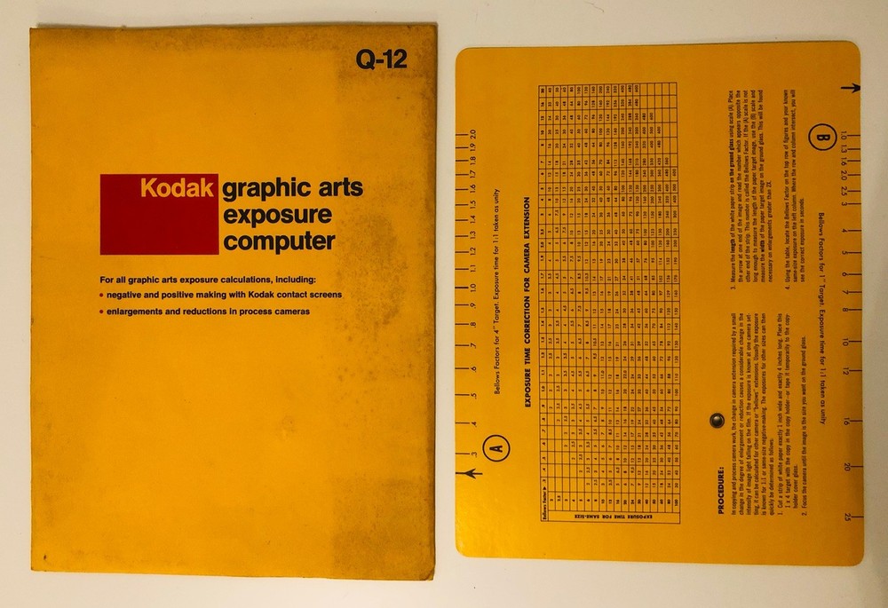 Kodak Q12 Exposure Calculator with Informations