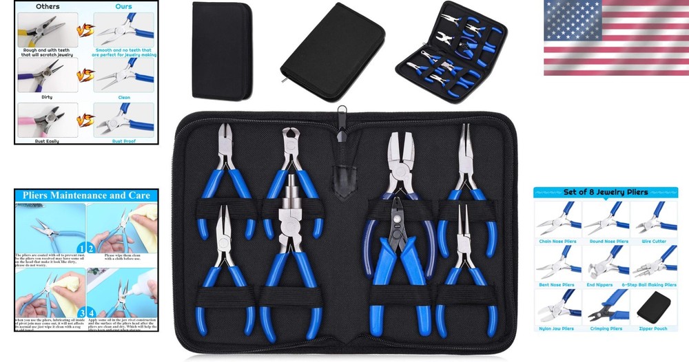 8pcs Micro Jewelry Pliers Set - Wire Wrapping Tools
