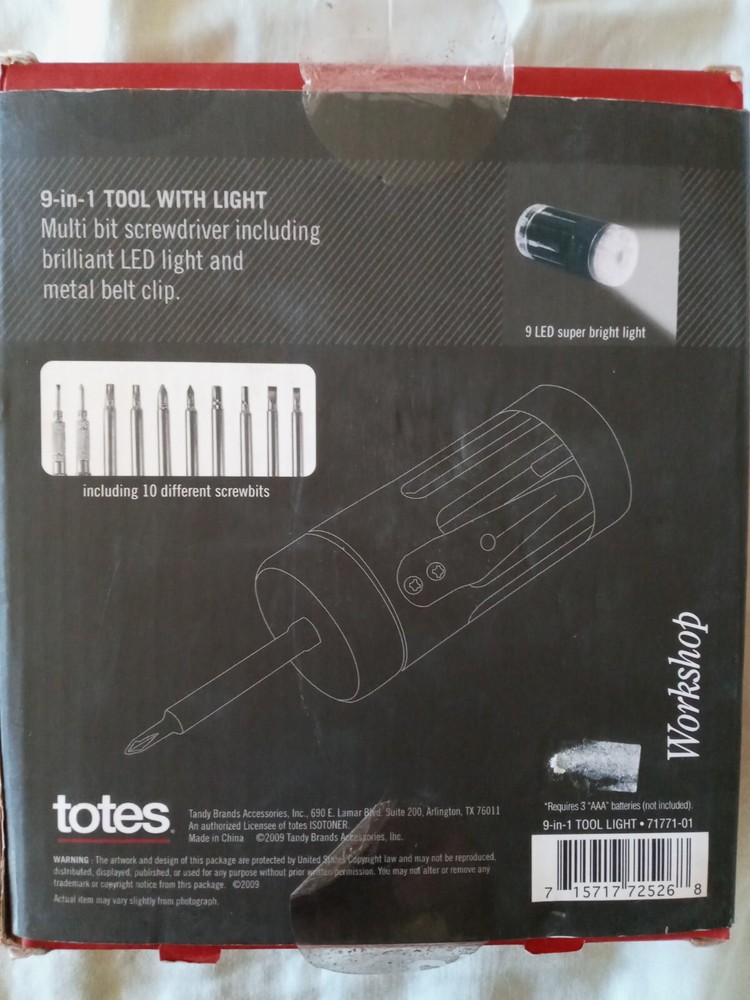 Totes Workshop 9-in-1 Tool with Light