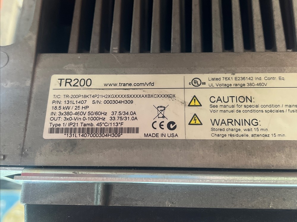 Trane TR200 25HP Variable Frequency Drive 131L1407