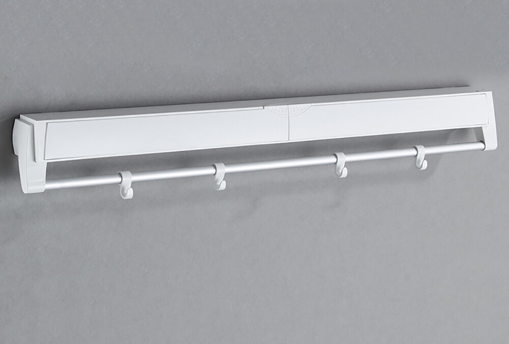 Wall-mounted Laundry Clothes Storage Drying Rack Retractable Dryer Hanger White