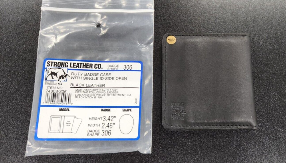 STRONG LEATHER CO. Duty Badge Case with Single Id-Slide Open - Shape#306
