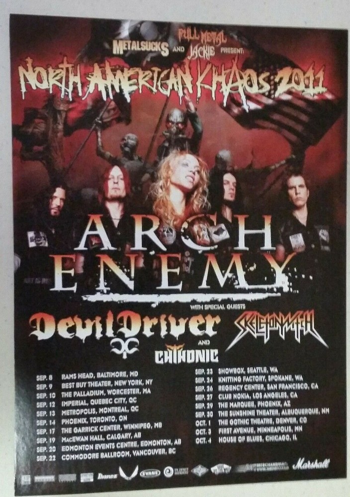 ARCH ENEMY "North American Khaos Tour 2011" ~ Magazine PRINT AD