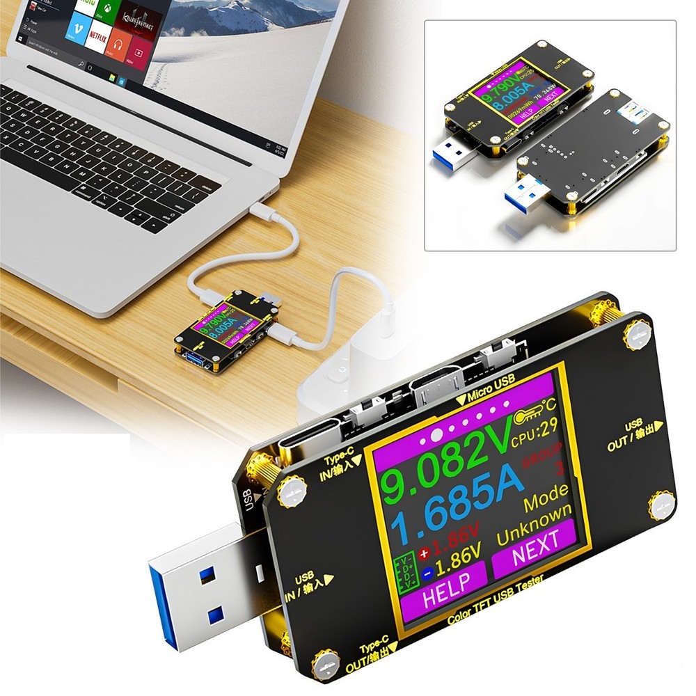 USB Power Meter Tester Type C LCD Multimeter Voltmeter Ammeter Detector QC2.0-3