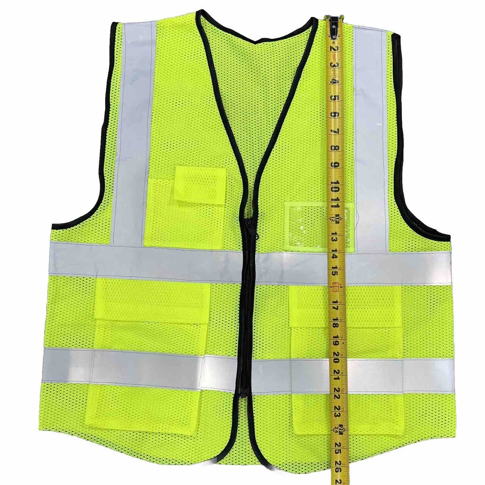 Safety Work Vest High Visibility Security Reflective, Lime Green