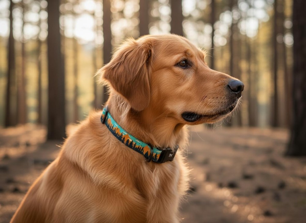 Adjustable Dog Collar Quick Release Buckle RusticPine Print Small 0.7 Inch