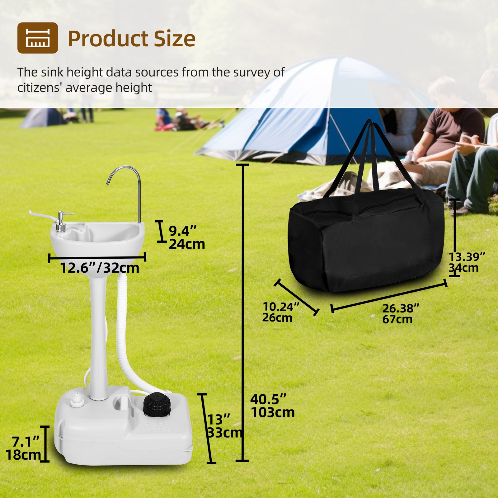 4.5 GAL Collapsible Camp Sink - Portable Hand Wash Station for Garden & Outdoor