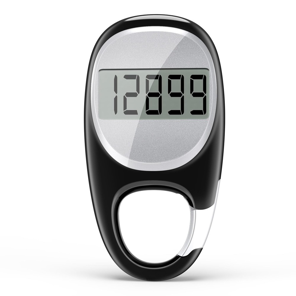 Simple Pedometer for Walking, Accurate Step Tracker with 1.2", Black