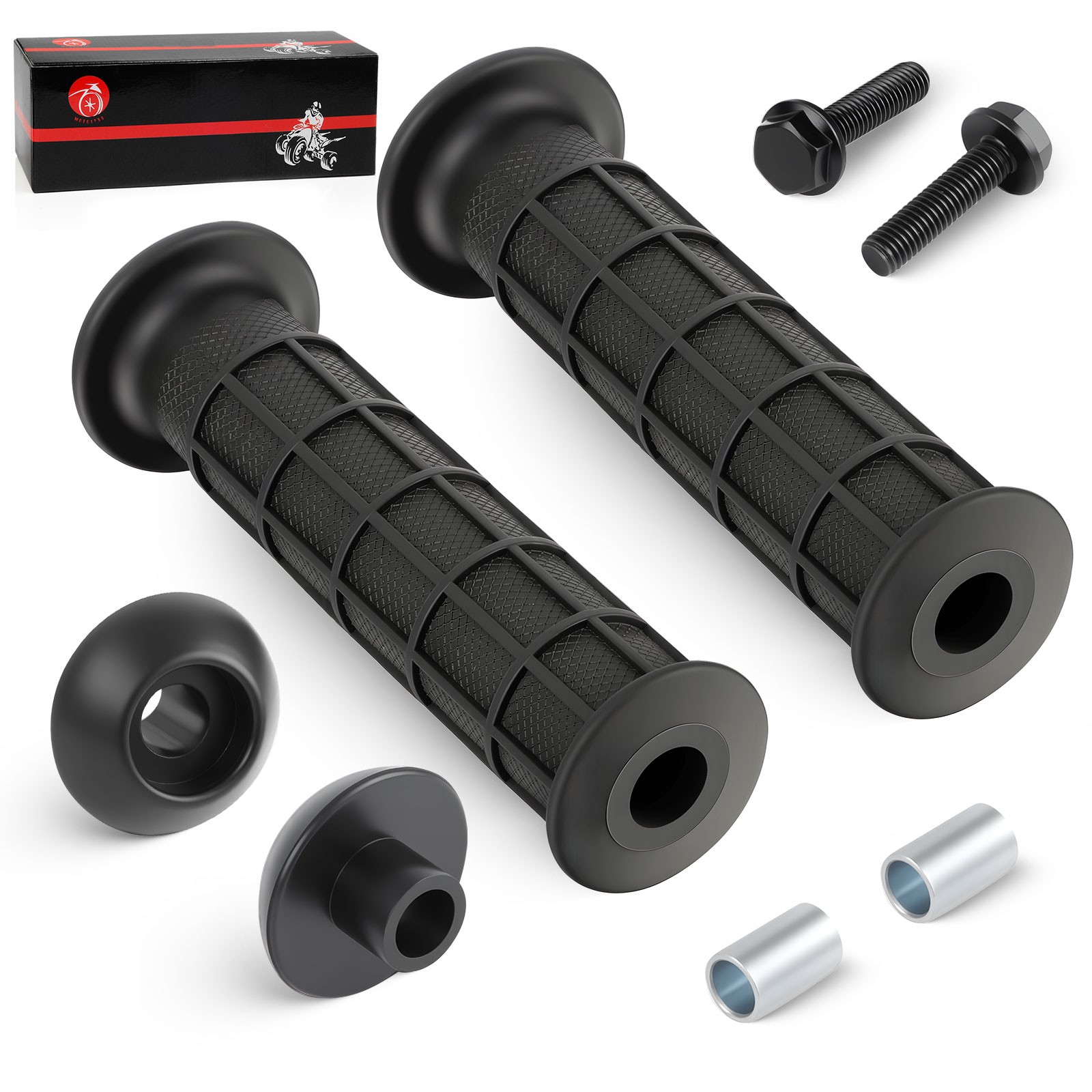 2 Handle Grip & Handle Bar End Guard w/ Screw for Honda FourTrax 125 250 300 350