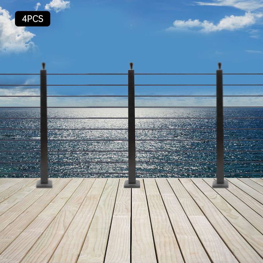 4PCS Cable Railing Posts 36"x2"x2" Adjustable Stainless Steel Pre-drilled Posts