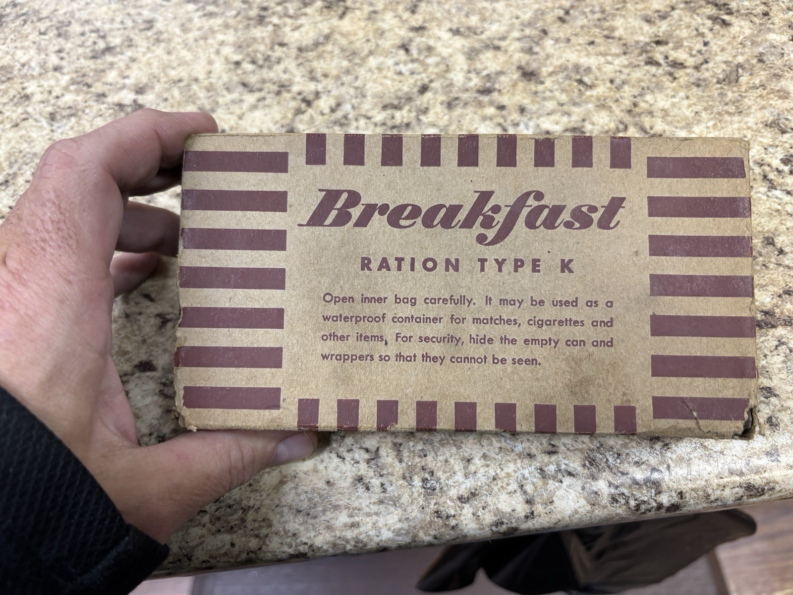 Vintage WW2 US Army Field Ration K Breakfast Unit Sealed Doughboy K Ration.