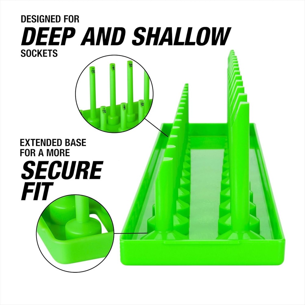 Durable 6PC Socket Organizer for Toolbox - Stable Base & Quick Size Finding