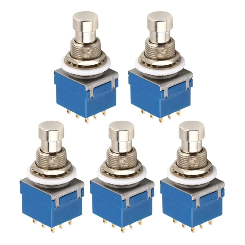 5Pcs 9 Pin Latching Stomps Push Button Foot Switch Effect Pedal 3PDT Footswitch