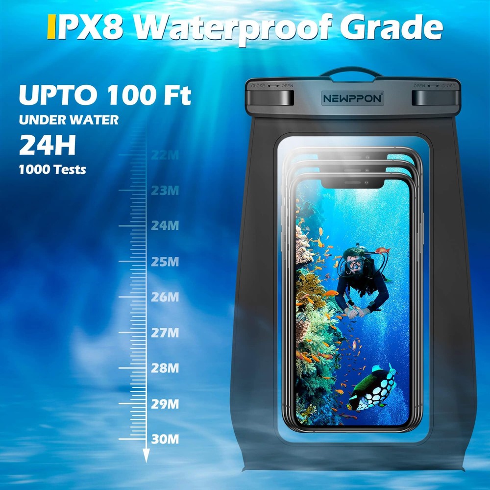 newppon 4-Pack Floating Waterproof Phone Pouch - Universal Large Float Case