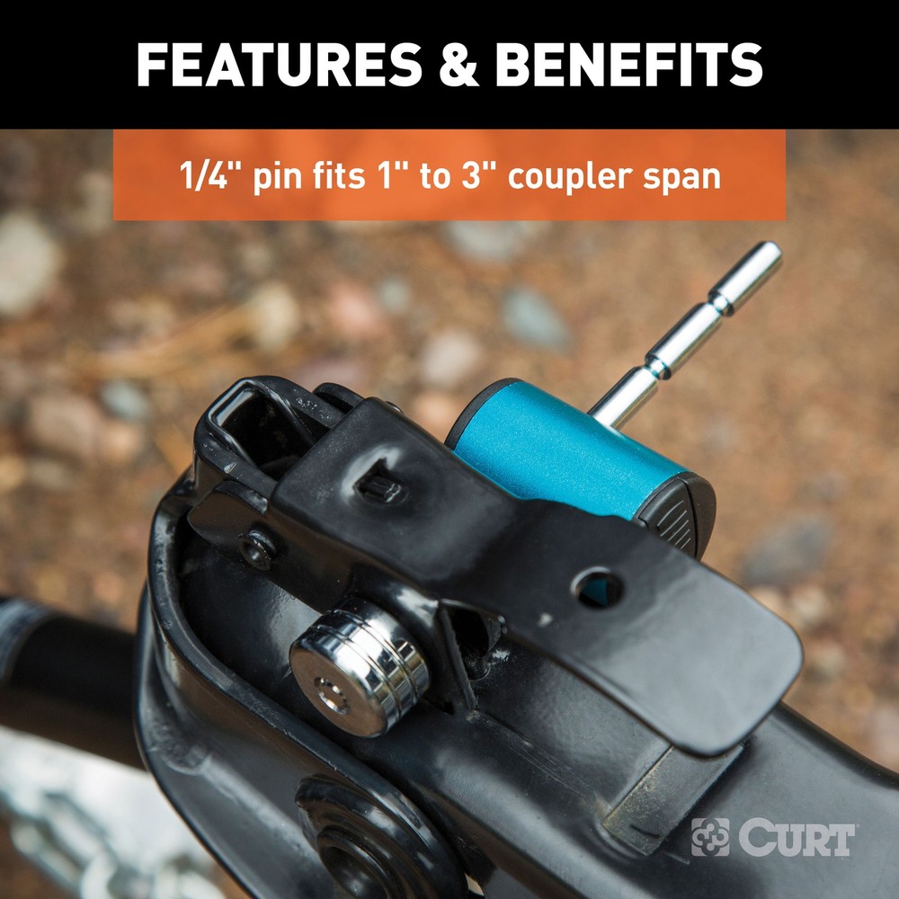 Curt-Coupler Lock (1/4" Pin, 1" to 3" Latch Span, Right-Angle, Chrome)