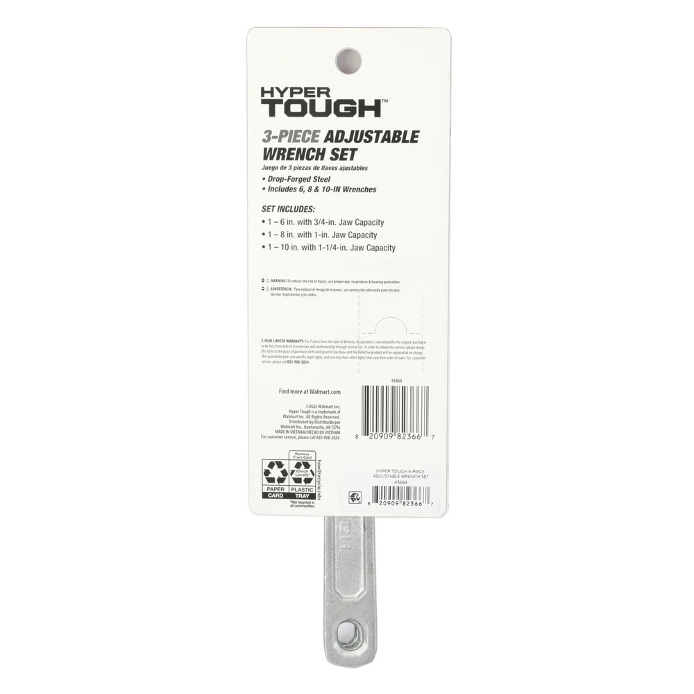 Hyper Tough 3-Piece Adjustable Wrench Set