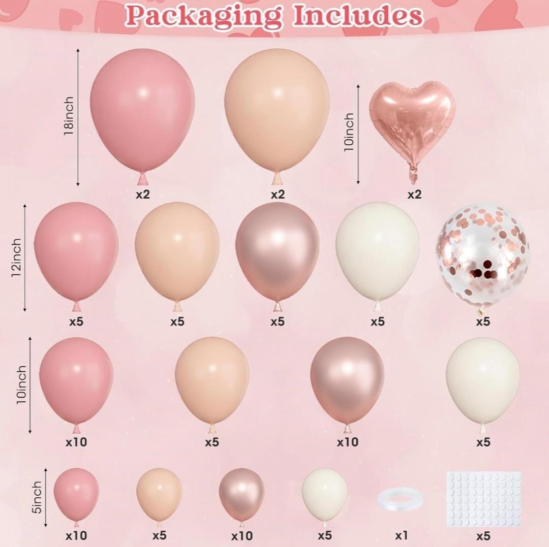 Dusty Pink Balloon Arch Kit Blush Rose Gold Baby Shower Wedding Decor