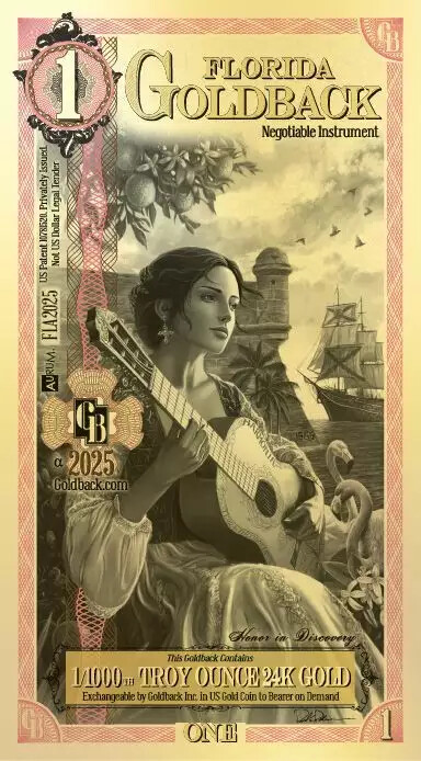 1 Florida Goldback - Aurum Gold Foil Note (24k)