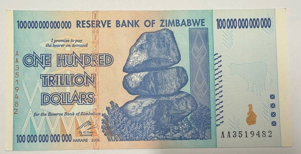 Zimbabwe 100 Trillion Dollars Banknote Crisp Uncirculated