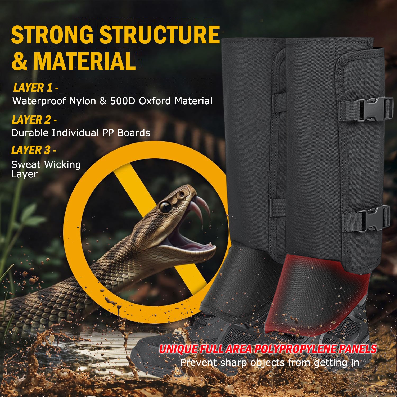 Adjustable Snake Proof Gaiters Leggings Protective for Hunting Outdoor Working