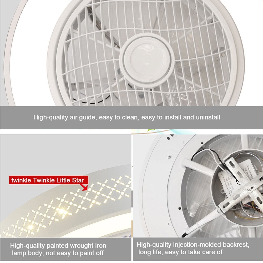 20" Modern Fan Lights Flush Mount LED Ceiling Light kit With Remote Control