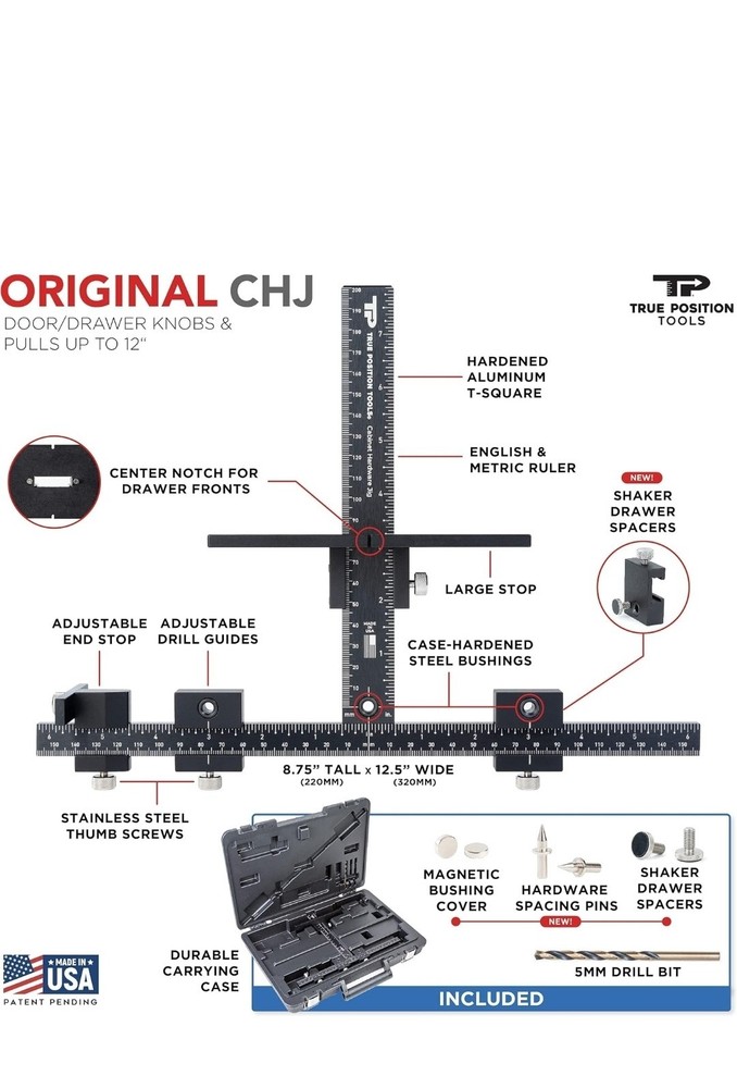 Cabinet Hardware Tool for Knobs and Pulls by True Position Tools