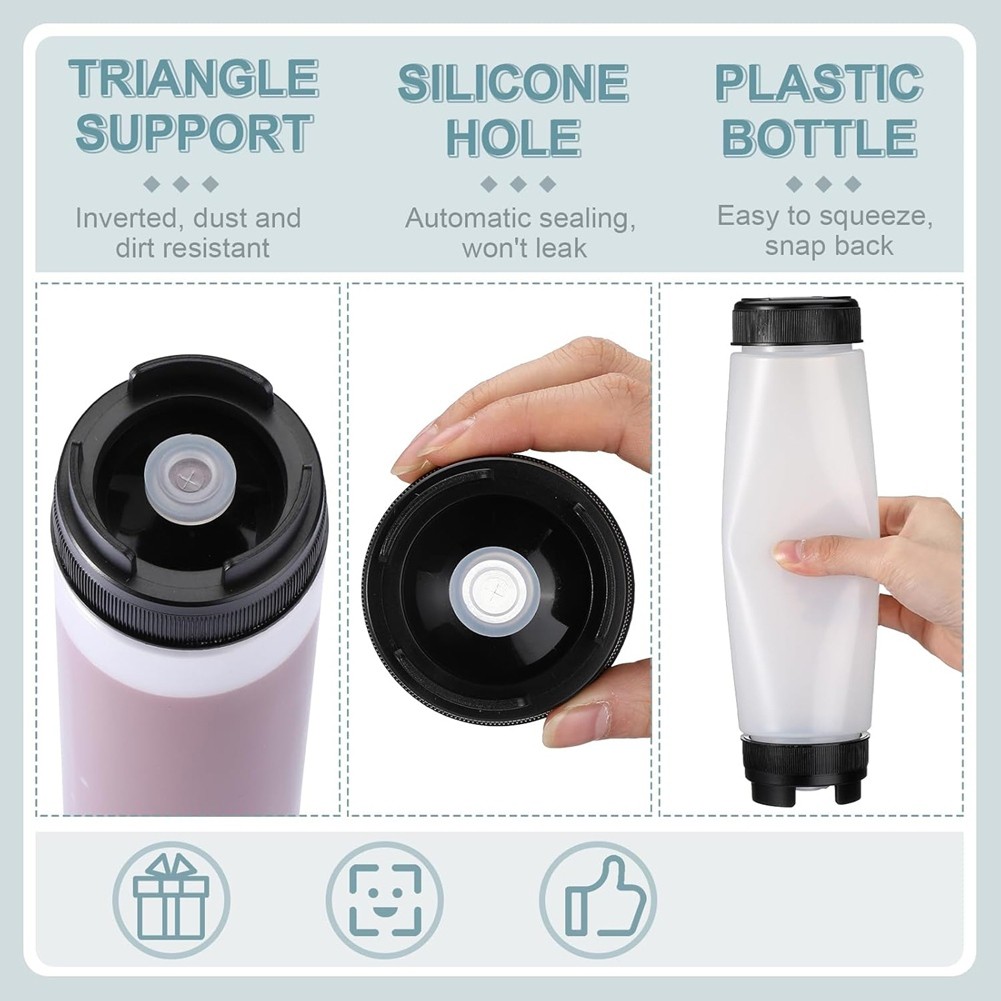 6 Pcs 16 Oz Condiment Squeeze Bottles Inverted Plastic Squeeze Bottle for7554