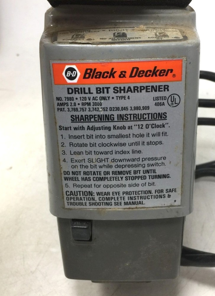 Black & Decker No. 7980 Electric Drill Bit Sharpener