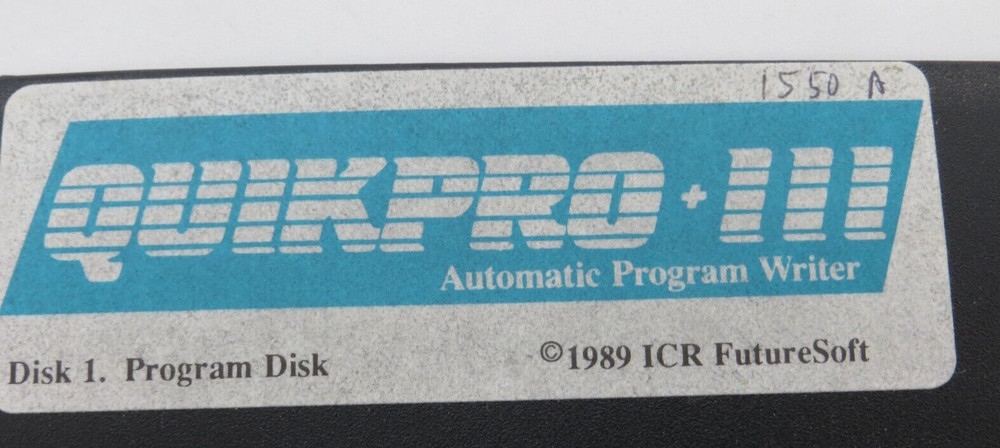 QUIKPRO + III Automatic Program Writer 5.25" Floppy Disk 1989 ICR FutureSoft