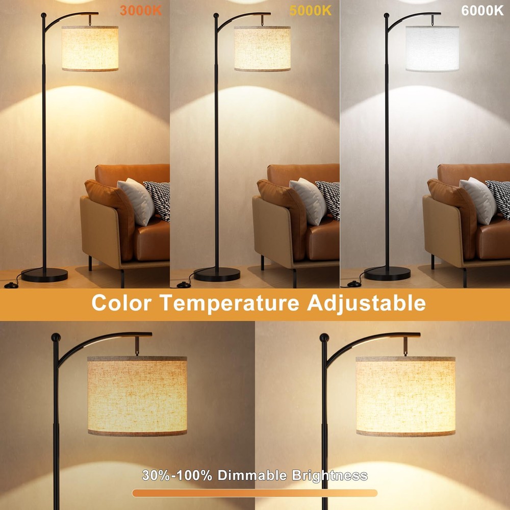 60" Floor Lamp with Remote Control and Stepless Dimmable Bulb, Colors Tempera...