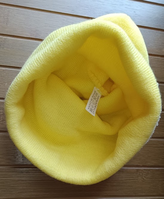 Exist Loudly Patch Beanie Hat Yellow One Size Cuffed NWOT