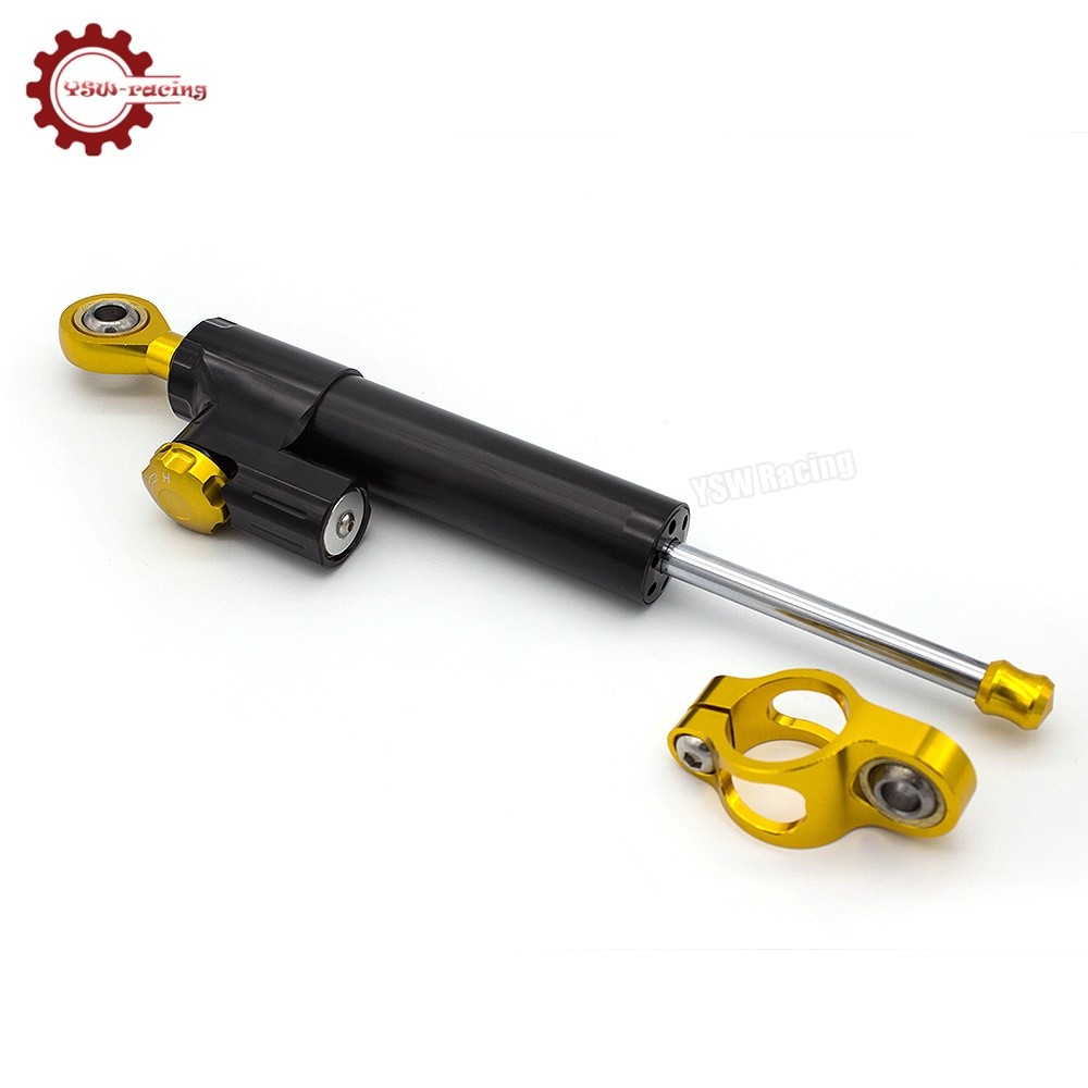 Universal Motorcycle CNC Adjustable Steering Damper Stabilizer Top Black&Gold US