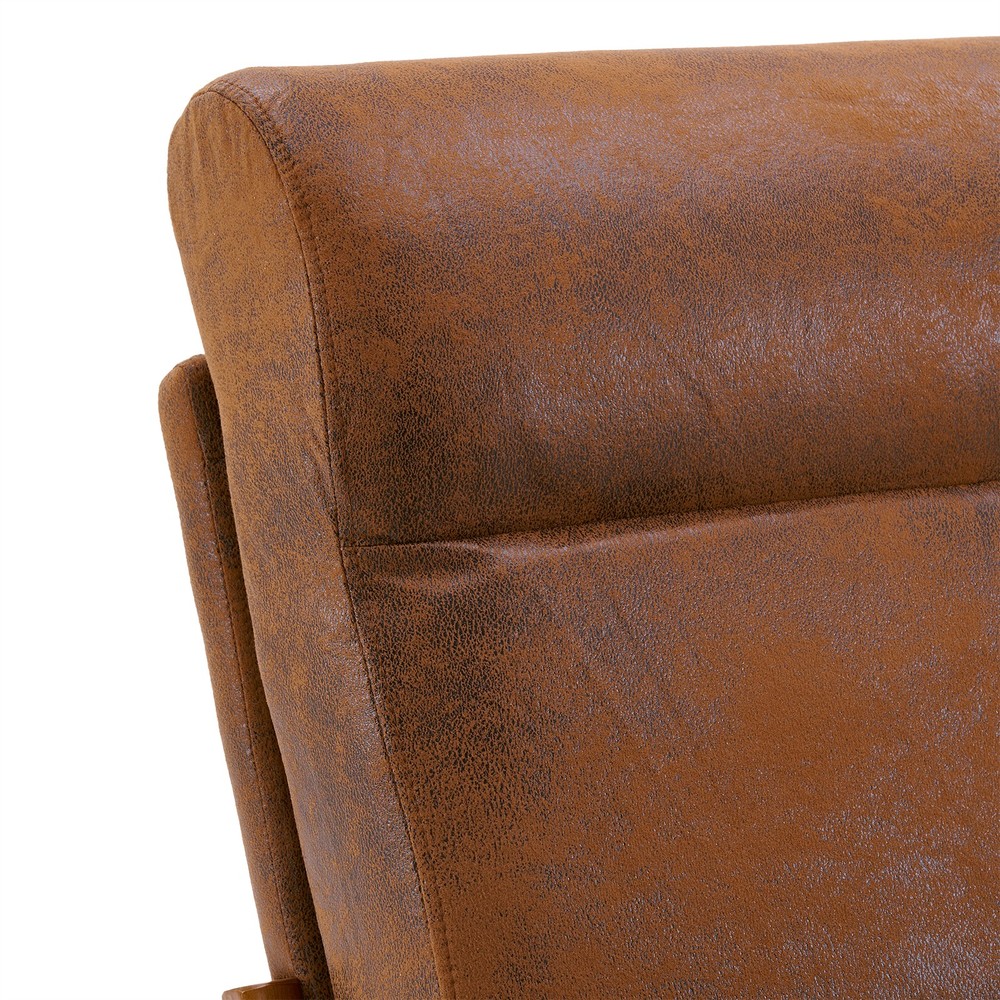 High Back Solid Wood Armrest Backrest Iron Frame Bronzing Cloth Leisure Chair