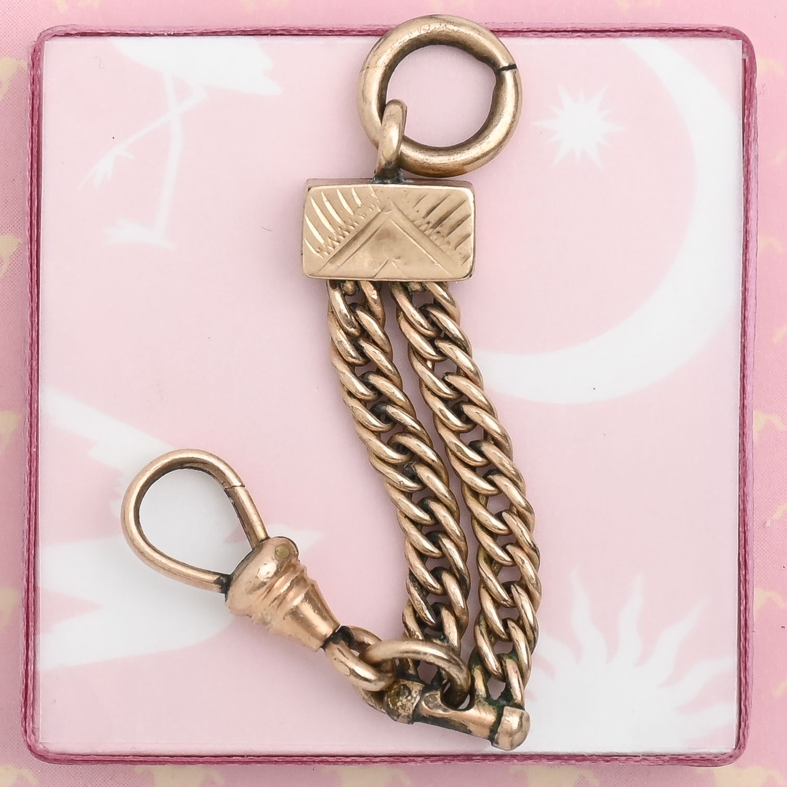 Antique Victorian Rose Gold Filled Curb Chain Extender Dog Clip Pendant