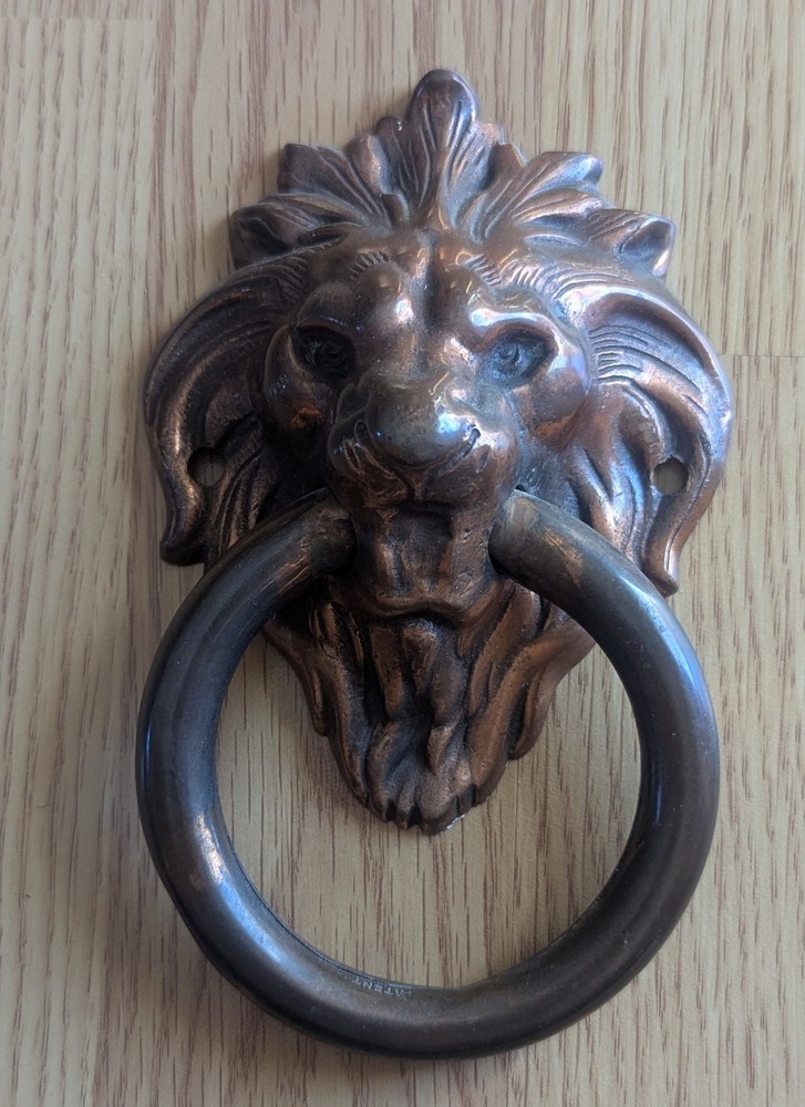 Brass Lion Drawer Pull Ring Door Knocker Vintage