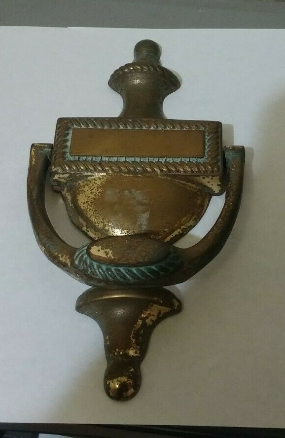 Vintage solid brass door knock knocker 8-inches tall