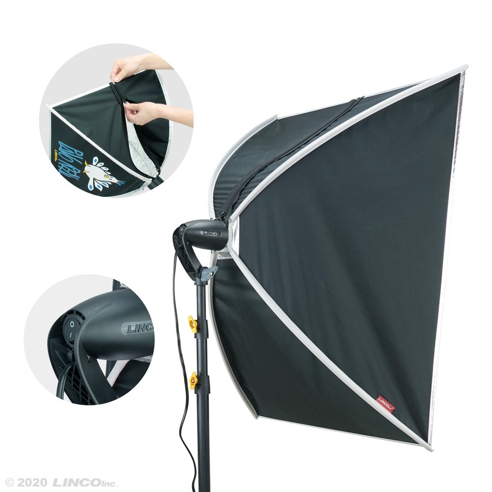 LINCO 1 Softbox Light Stand Photo Studio Continuous Lighting Kit with 2 Bulb