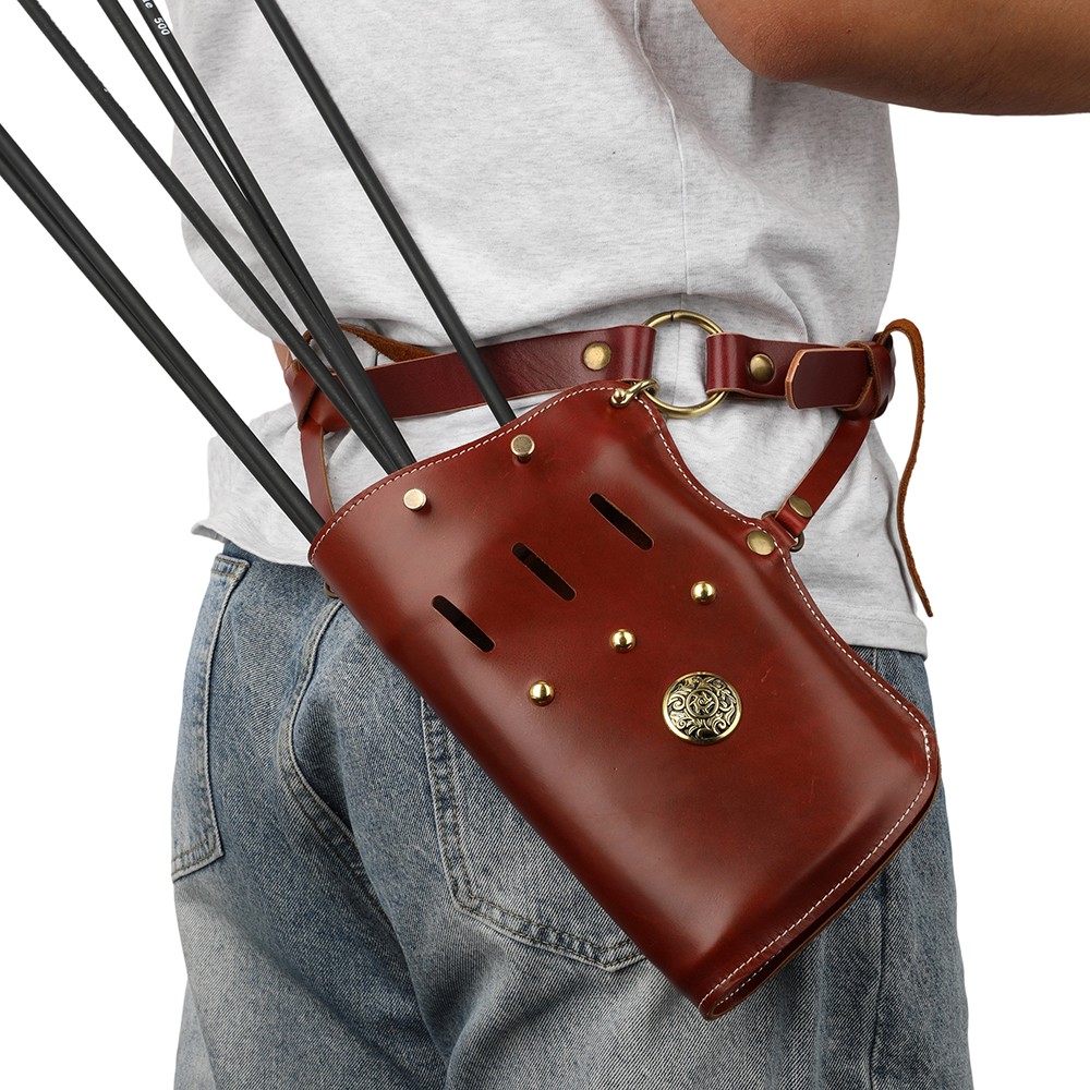 Leather Archery Arrow Side Quiver Adjustable Bow Hunting Shooting Target GIift