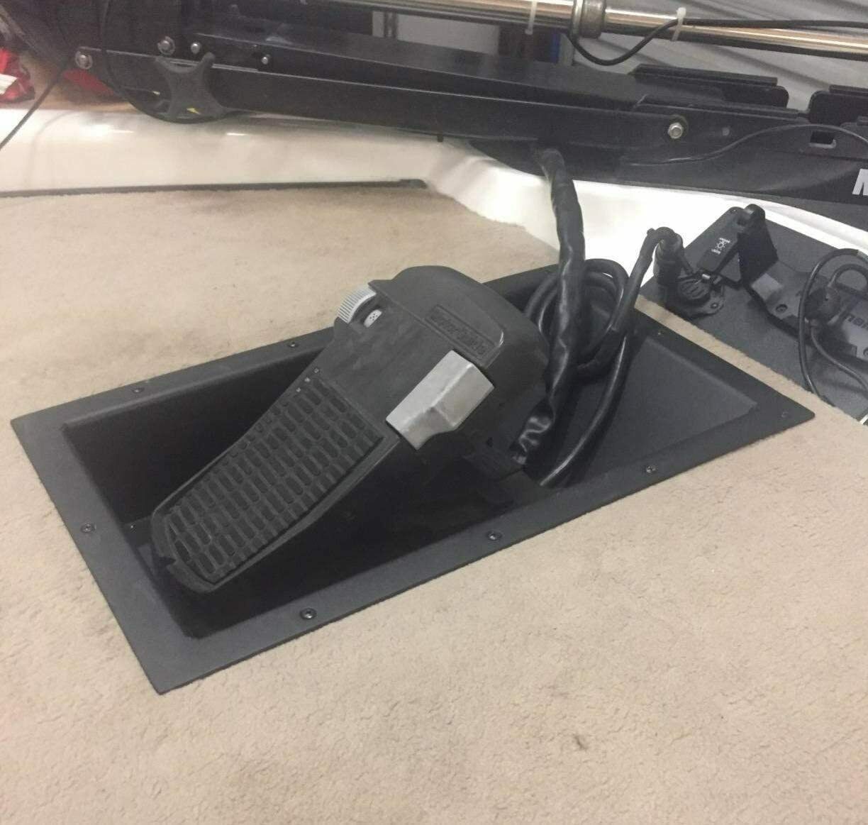 R&R design Minn Kota trolling motor recess pedal tray bass boat accessory foot