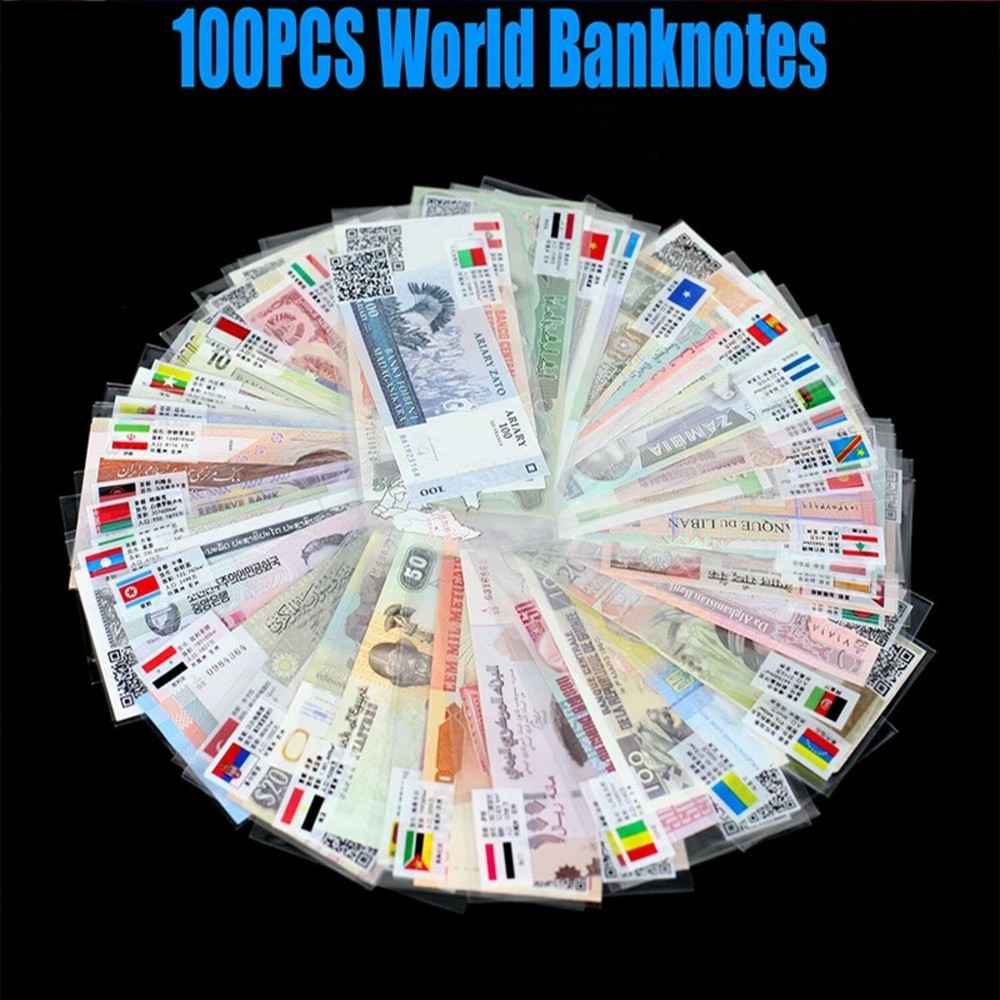 UNC Condition 100Pcs World Banknotes Different Foreign Paper Money Set