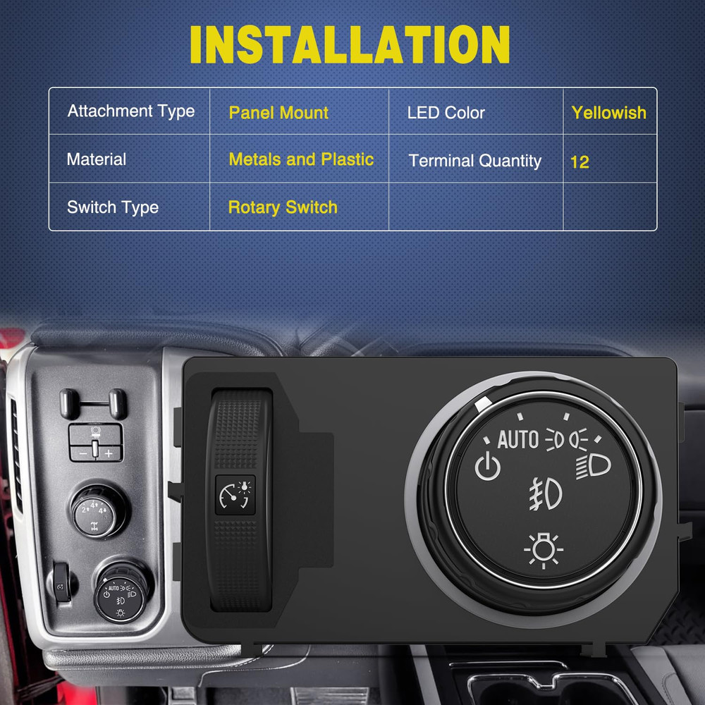 Headlight Dimmer Switch Compatible with 2014 2015 2016 2017 2018 2019 Chevy Silv